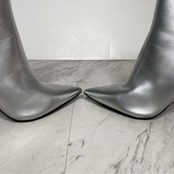 Open Edit Blythe Silver Pointy Toe Heeled Bootie 8 1/2 M - Picture 9 of 15
